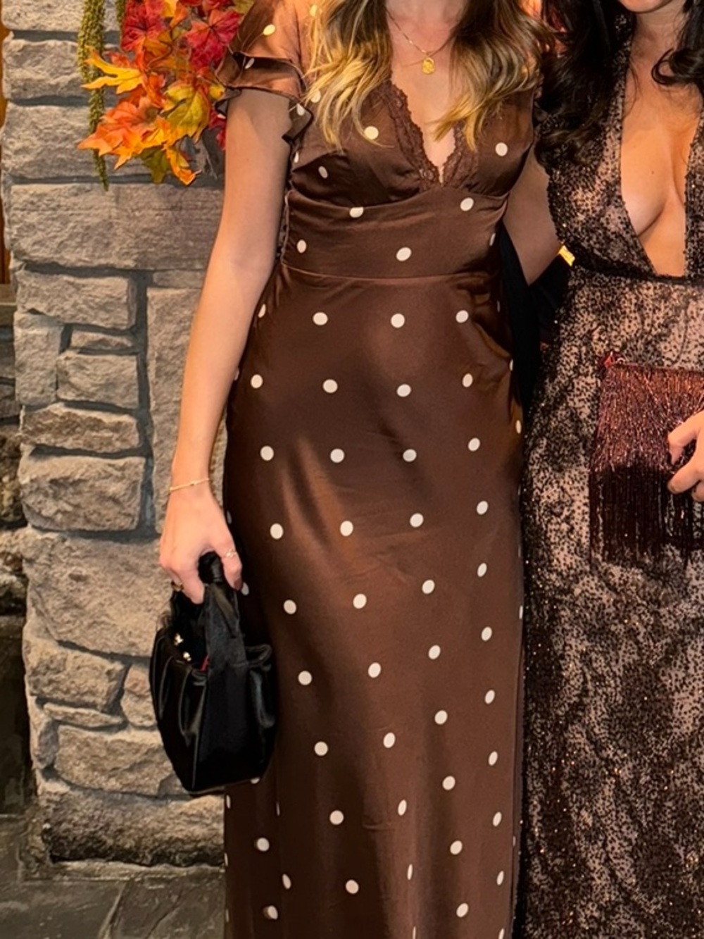 Petal & Pup Brown Polka Dot V-Neck Maxi Dress - Picture 3 of 4